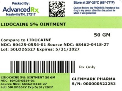 Lidocaine 5% Ointment 50g (Lidocaine Ointment 80425 0554 01)